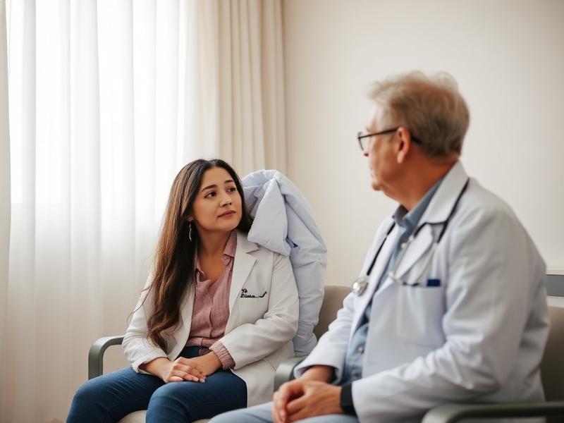 Médico psiquiatra conversando com paciente em consultório